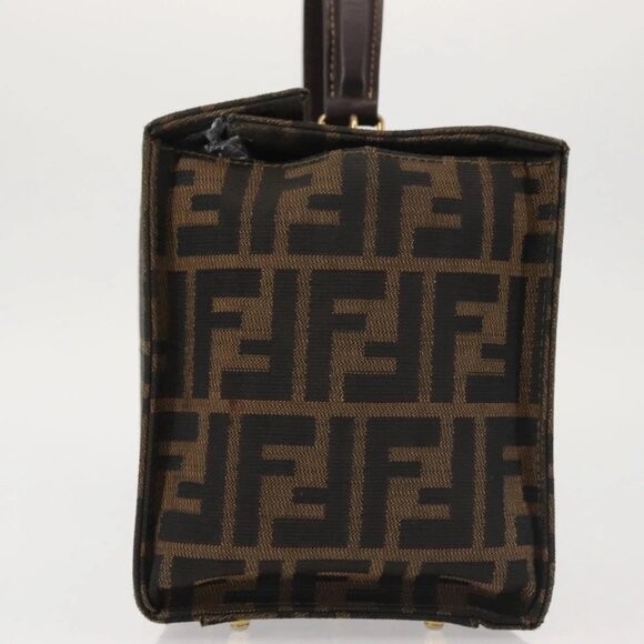 FENDI Zucca Canvas Hand Bag Black Brown Auth 142733 - Picture 7 of 16